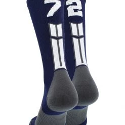MadSportsStuff Volleyball Socks Navy Player ID Custom Number Crew Socks For Basketball Lacrosse Volleyball Boys And Girls