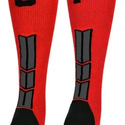 MadSportsStuff Red And Black Player ID Custom Number Over The Calf Socks For Softball Baseball Football Boys And Girls Baseball Socks