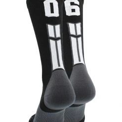 MadSportsStuff Black Player ID Custom Number Crew Socks For Basketball Lacrosse Volleyball Boys And Girls