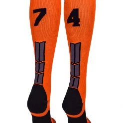 MadSportsStuff Orange And Black Player ID Custom Number Over The Calf Socks For Softball Baseball Football Boys And Girls 136 MadSportsStuff Orange And Black Player ID Custom Number Over The Calf Socks For Softball Baseball Football Boys And Girls