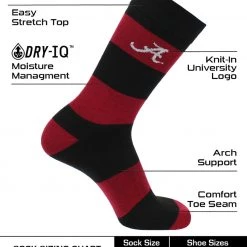 TCK All Schools Alabama Crimson Tide Socks Game Day Striped Crew Socks 7 TCK All Schools Alabama Crimson Tide Socks Game Day Striped Crew Socks