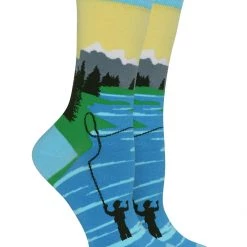 WHD Fly Fishing Socks Gift For Fly Fishing Lovers Crazy Socks - Crew