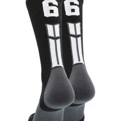 MadSportsStuff Black Player ID Custom Number Crew Socks For Basketball Lacrosse Volleyball Boys And Girls Volleyball Socks
