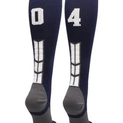 MadSportsStuff Navy Player ID Custom Number Over The Calf Socks For Softball Baseball Football Boys And Girls Softball Socks
