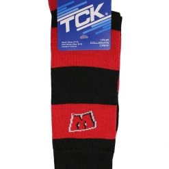 TCK Wisconsin Badgers Socks Game Day Striped Crew Socks