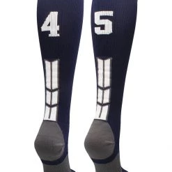 MadSportsStuff Navy Player ID Custom Number Over The Calf Socks For Softball Baseball Football Boys And Girls Softball Socks