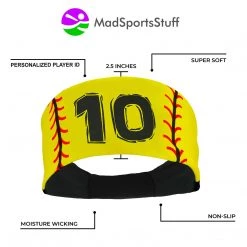 MadSportsStuff Softball Headband For Girls With Jersey Number (numbers 00-39) Headbands