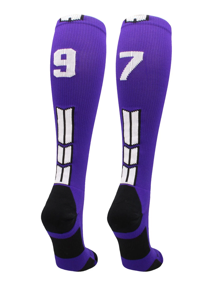 MadSportsStuff Purple Player ID Custom Number Over The Calf Socks For Softball Baseball Football Boys And Girls 33 MadSportsStuff Purple Player ID Custom Number Over The Calf Socks For Softball Baseball Football Boys And Girls