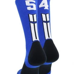 MadSportsStuff Royal Player ID Custom Number Crew Socks For Basketball Lacrosse Volleyball Boys And Girls