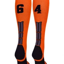 MadSportsStuff Softball Socks Orange And Black Player ID Custom Number Over The Calf Socks For Softball Baseball Football Boys And Girls 121 MadSportsStuff Softball Socks Orange And Black Player ID Custom Number Over The Calf Socks For Softball Baseball Football Boys And Girls