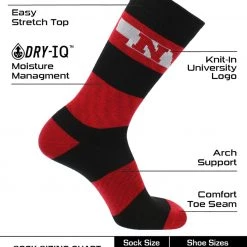 TCK All Schools Nebraska Cornhuskers Socks Game Day Striped Crew Socks