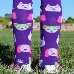 MadSportsStuff Neon Puppy Dogs Over The Calf Athletic Socks Softball Socks