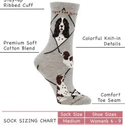 WHD Springer Spaniel Socks For Women Gift For Dog Lovers Crazy Socks - Crew