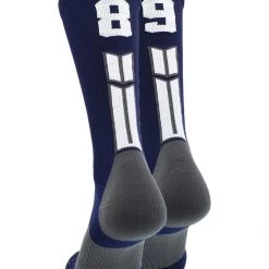 MadSportsStuff Volleyball Socks Navy Player ID Custom Number Crew Socks For Basketball Lacrosse Volleyball Boys And Girls