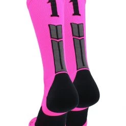 MadSportsStuff Neon Pink And Black Player ID Custom Number Crew Socks For Basketball Lacrosse Volleyball Boys And Girls 171 MadSportsStuff Neon Pink And Black Player ID Custom Number Crew Socks For Basketball Lacrosse Volleyball Boys And Girls