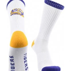 TCK All Schools LSU Tigers Socks Basic Crew White Socks