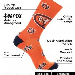 TCK All Schools Auburn Tigers Socks Crew Length Sock Mayhem