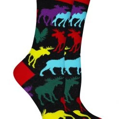 WHD Moose Socks For Women Gift For Animal Lovers Crazy Socks - Crew