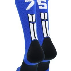 MadSportsStuff Volleyball Socks Royal Player ID Custom Number Crew Socks For Basketball Lacrosse Volleyball Boys And Girls