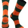 TCK All Schools Miami Hurricanes Socks Game Day Striped Crew Socks