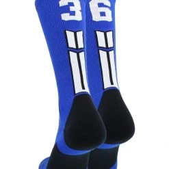 MadSportsStuff Royal Player ID Custom Number Crew Socks For Basketball Lacrosse Volleyball Boys And Girls