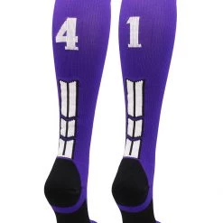MadSportsStuff Purple Player ID Custom Number Over The Calf Socks For Softball Baseball Football Boys And Girls 194 MadSportsStuff Purple Player ID Custom Number Over The Calf Socks For Softball Baseball Football Boys And Girls