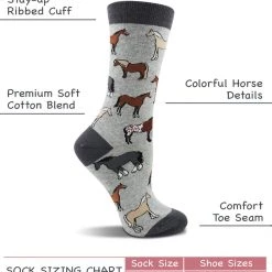 WHD Horse Socks For Women - Horse Lovers Gift - Equestrian Riding Socks - 2-Pack Crazy Socks - Crew