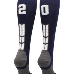 MadSportsStuff Navy Player ID Custom Number Over The Calf Socks For Softball Baseball Football Boys And Girls Softball Socks