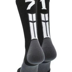 MadSportsStuff Black Player ID Custom Number Crew Socks For Basketball Lacrosse Volleyball Boys And Girls Volleyball Socks