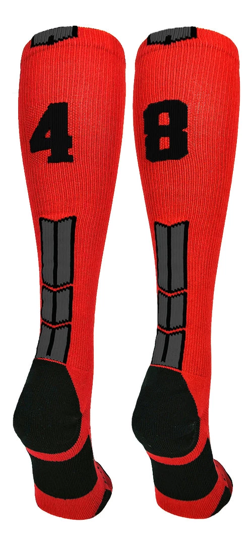 MadSportsStuff Red And Black Player ID Custom Number Over The Calf Socks For Softball Baseball Football Boys And Girls Baseball Socks 57 MadSportsStuff Red And Black Player ID Custom Number Over The Calf Socks For Softball Baseball Football Boys And Girls Baseball Socks