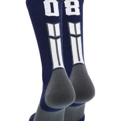 MadSportsStuff Volleyball Socks Navy Player ID Custom Number Crew Socks For Basketball Lacrosse Volleyball Boys And Girls