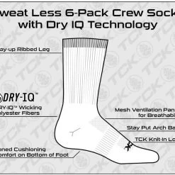 Basketball Socks TCK Moisture Wicking Work Crew Socks For Men & Women- 9-11 / 10-13 / 13-15 Cushioned Boot Socks 6-pack