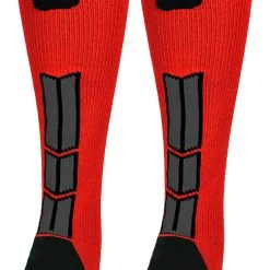 MadSportsStuff Red And Black Player ID Custom Number Over The Calf Socks For Softball Baseball Football Boys And Girls Baseball Socks