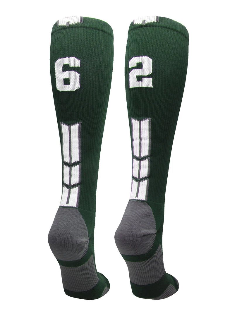 MadSportsStuff Dark Green Player ID Custom Number Over The Calf Socks For Softball Baseball Football Boys And Girls Softball Socks 18 MadSportsStuff Dark Green Player ID Custom Number Over The Calf Socks For Softball Baseball Football Boys And Girls Softball Socks