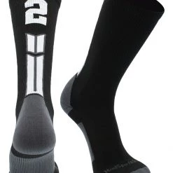 MadSportsStuff Black Player ID Custom Number Crew Socks For Basketball Lacrosse Volleyball Boys And Girls Volleyball Socks