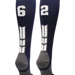 MadSportsStuff Navy Player ID Custom Number Over The Calf Socks For Softball Baseball Football Boys And Girls Softball Socks
