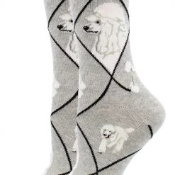 WHD White Poodle Socks For Women Gift For Dog Lovers Crazy Socks - Crew