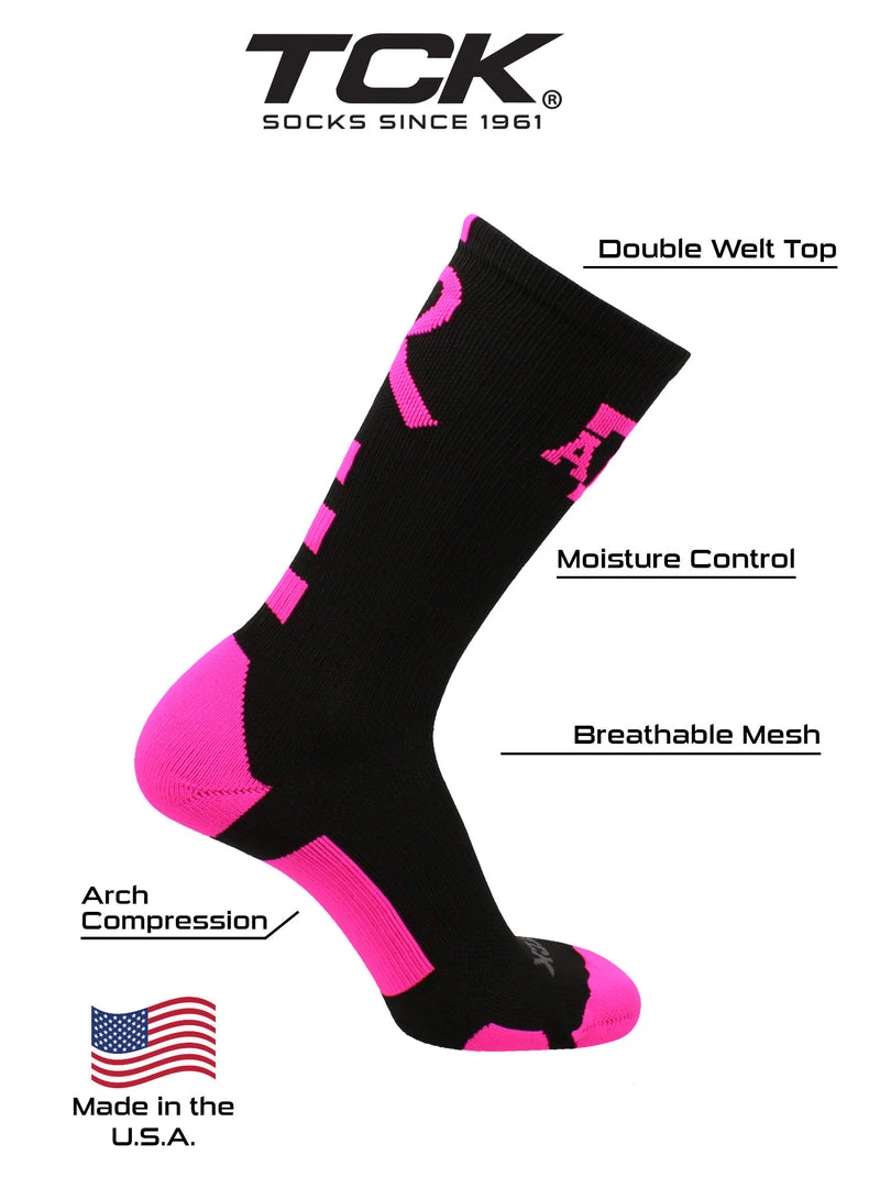 TCK All Schools Texas A&M Aggies Breast Cancer Awareness Crew Socks 4 TCK All Schools Texas A&M Aggies Breast Cancer Awareness Crew Socks