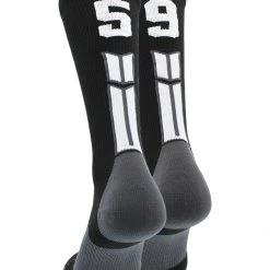 MadSportsStuff Black Player ID Custom Number Crew Socks For Basketball Lacrosse Volleyball Boys And Girls
