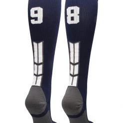 MadSportsStuff Navy Player ID Custom Number Over The Calf Socks For Softball Baseball Football Boys And Girls Softball Socks
