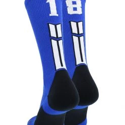 MadSportsStuff Volleyball Socks Royal Player ID Custom Number Crew Socks For Basketball Lacrosse Volleyball Boys And Girls