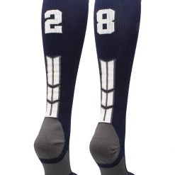 MadSportsStuff Navy Player ID Custom Number Over The Calf Socks For Softball Baseball Football Boys And Girls