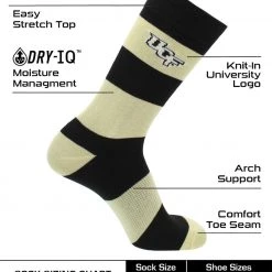 TCK Central Florida Golden Knights Socks Game Day Striped Crew Socks