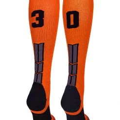 MadSportsStuff Orange And Black Player ID Custom Number Over The Calf Socks For Softball Baseball Football Boys And Girls 205 MadSportsStuff Orange And Black Player ID Custom Number Over The Calf Socks For Softball Baseball Football Boys And Girls