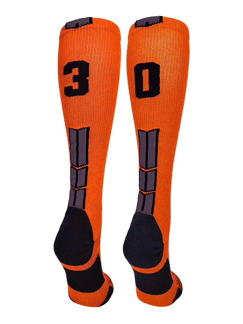 MadSportsStuff Orange And Black Player ID Custom Number Over The Calf Socks For Softball Baseball Football Boys And Girls 100 MadSportsStuff Orange And Black Player ID Custom Number Over The Calf Socks For Softball Baseball Football Boys And Girls