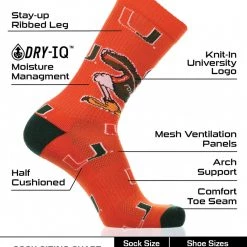 TCK Miami Hurricanes Socks Crew Length Sock Mayhem
