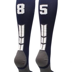 MadSportsStuff Navy Player ID Custom Number Over The Calf Socks For Softball Baseball Football Boys And Girls Softball Socks