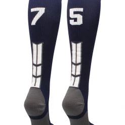 MadSportsStuff Navy Player ID Custom Number Over The Calf Socks For Softball Baseball Football Boys And Girls Softball Socks