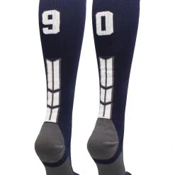 MadSportsStuff Navy Player ID Custom Number Over The Calf Socks For Softball Baseball Football Boys And Girls Softball Socks