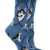 WHD Crazy Socks - Crew Siberian Husky Socks For Women Gift For Dog Lovers